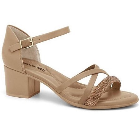 SANDALIA FEMININO COMFORTFLEX 2457407 STRASS/NATURAL