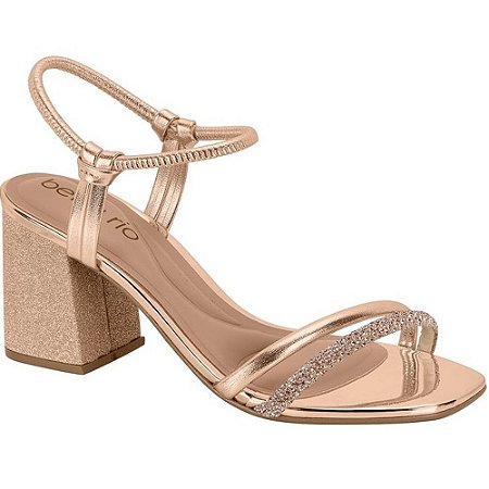 SANDALIA FEMININO BEIRA RIO 8436213 SHINE OURO ROSADO/NUDE