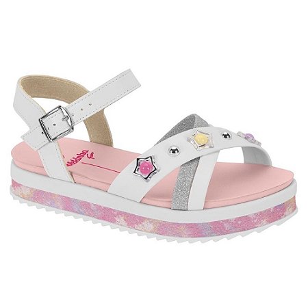 SANDALIA INFANTIL MOLEKINHA 23051563 BRANCO/PRATA/ROSA