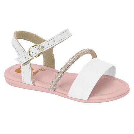 SANDALIA INFANTIL MOLEKINHA 2114277 N BRANCO/CRISTAL PEROLA