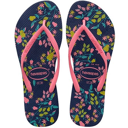 SANDALIA FEMININO HAVAIANAS SLIM ROMANCE AZUL NAVAL