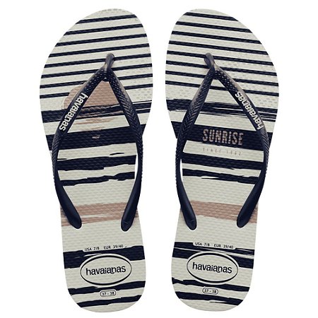 SANDALIA FEMININO HAVAIANAS SLIM NAUTICAL MARINHO/BRANCO