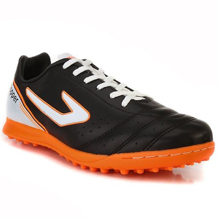 CHUTEIRA MASCULINO TOPPER 4200400 DRIBLE PRETO/BRANCO/LARANJ