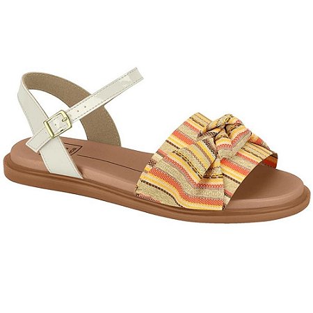 FLAT FEMININO MOLECA 5450107 MULTI LARANJA/BRANCO OFF