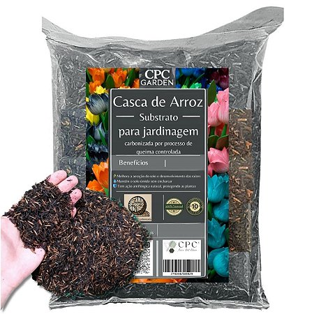Casca de arroz carbonizada premium para substrato CPC Garden