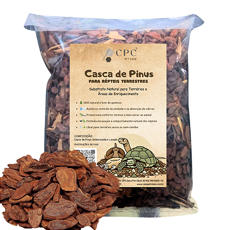 Casca de Pinus Lavada Para Terrario de Répteis terrestres CPC Pet Care