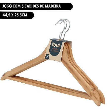 Conjunto Cabide de Madeira 3 Peças 44,5x23,5cm Yazi - Brasil Variedades > O  Brasil inteiro compra aqui!