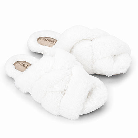 Chinelo feminino cruzado c/ pelo