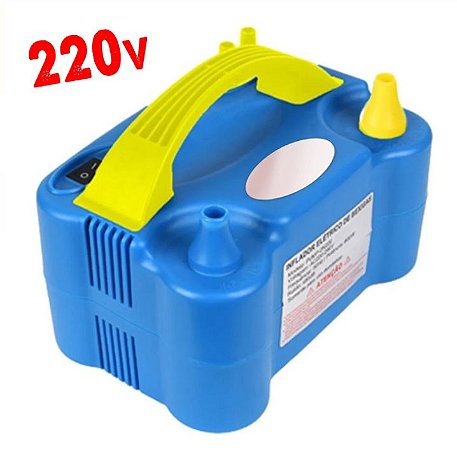 Inflador Elétrico Balão Bexiga Compressor Bomba 2 Bicos Festa - Azul 220v