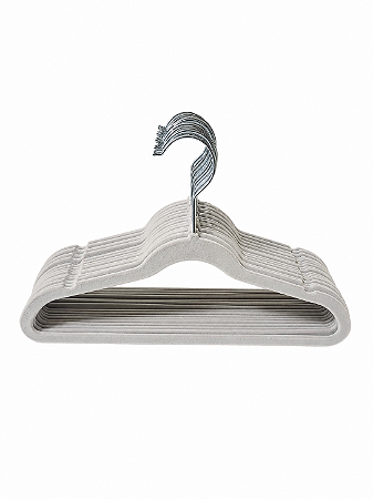50 Cabides Infantil Cinza Slim Ultra Finos Veludo
