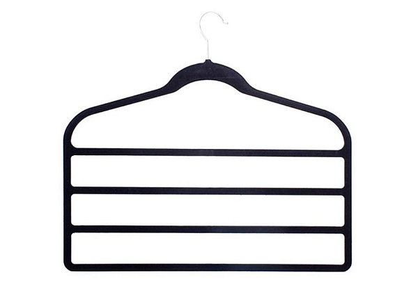 KIT 10 Cabides Veludo Preto Triplo Para Calças Saias Shorts
