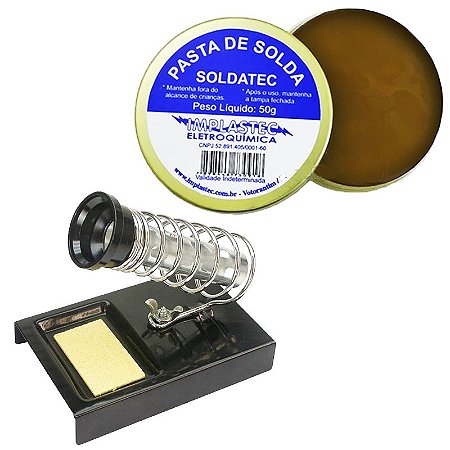 Kit Pasta para Solda 50g Implastec + Suporte para Ferro de Solda