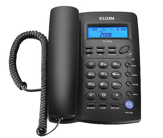 Aparelho Telefone c/ Fio c/ Identificador de Chamadas, Viva-Voz e Bloqueador  TCF 3000 Preto - Elgin