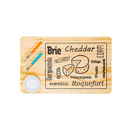 Kit Tábua de Frios c/ pote e garfinhos (Natural) Cx c/ 04 pçs R-57G