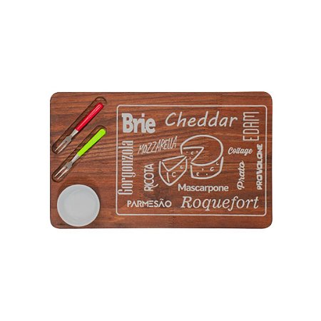 Kit Tábua de Frios c/ pote e garfinhos (Rústico) cx c/4  R-57J