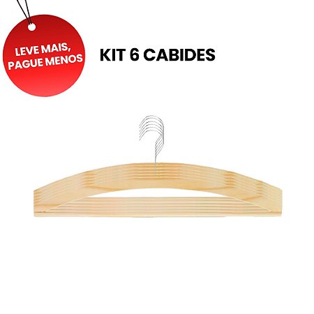 Cabide Tintureiro 40cm Grande Madeira C/6 PÇS Cx c/20 pacotes. REF-01 E