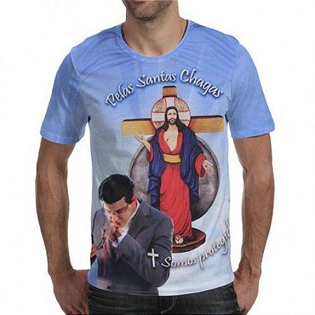 CAMISETA UNISSEX AZUL SANTAS CHAGAS C/PADRE