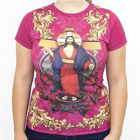 CAMISETA FEMININA JESUS DAS SANTAS CHAGAS – MARSALA