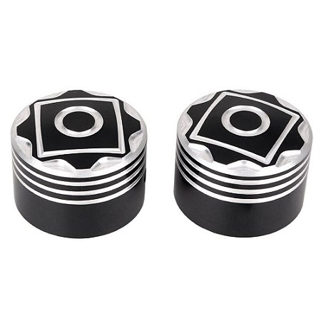 Par de Tampa Billet para Porca do Eixo Dianteiro Harley Davidson - Gear - Preto - Twin13