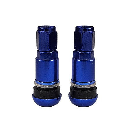 Par de Válvula de Roda (Pneu) em Alumínio para Motos - Azul