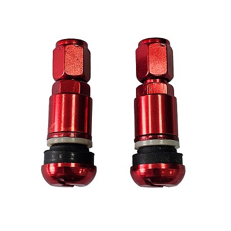 Par de Válvula de Roda (Pneu) em Alumínio para Motos - Vermelho
