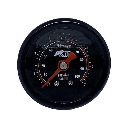 Manômetro de Pressão 0-7 BAR 0-100 PSI - Preto - Metal Horse