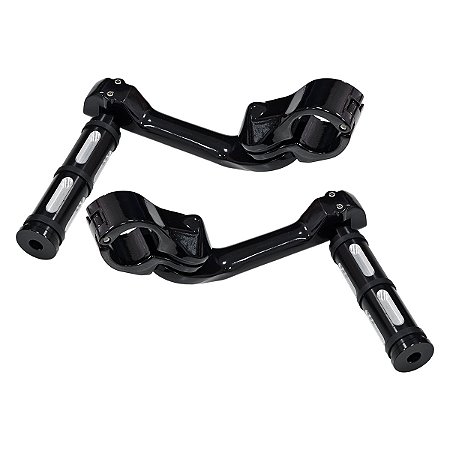 Par de Pedaleira Billet Modelo Edge com Suporte Angulado Longo - Preto - Twin13