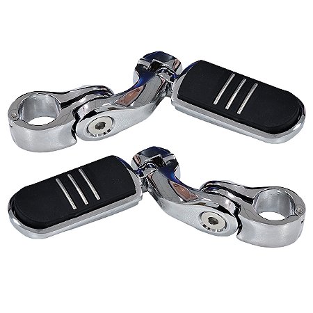 Par de Pedaleira Modelo Stripe com Suporte Angulado Curto - Cromado - Twin13
