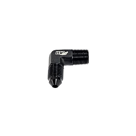Adaptador Macho NPT 1/8" para Macho Cônico 3AN / AN3 em Curva 90° Graus
