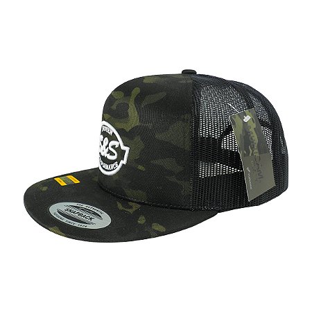 Boné Snapback S&S Cycle - Preto Camuflado
