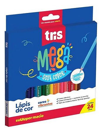 Lápis De Cor Tris Mega Soft Color 24 Cores