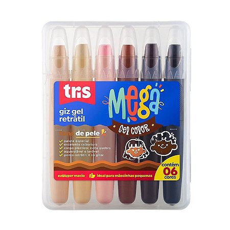 GIZ RETRÁTIL TRIS MEGA GEL COLOR TONS DE PELE COM 6 UNIDADES