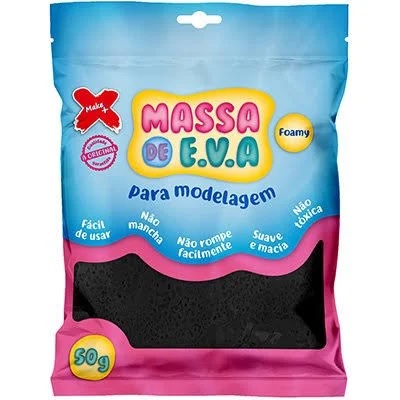 MASSA DE EVA LISA PARA ARTESANATO 50G MAKE+ PRETO