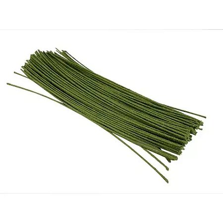 ARAME ENCAPADO ESPESSURA 23, VERDE MEDIO 14 CM, 100 UNIDADES