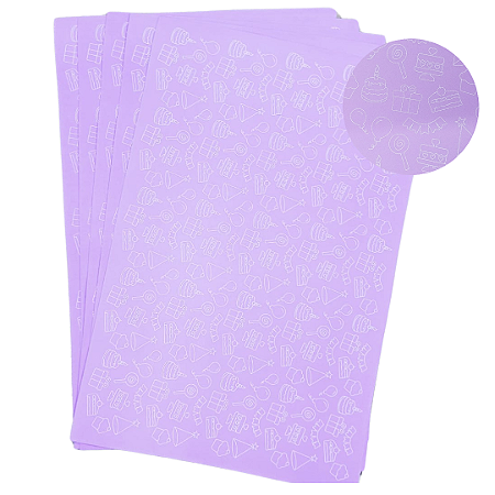 EVA Estampado Placas de 40x60cm 1.5 Pacotes com 5 folhas ( ANIVERSARIO TEMA LILAS )