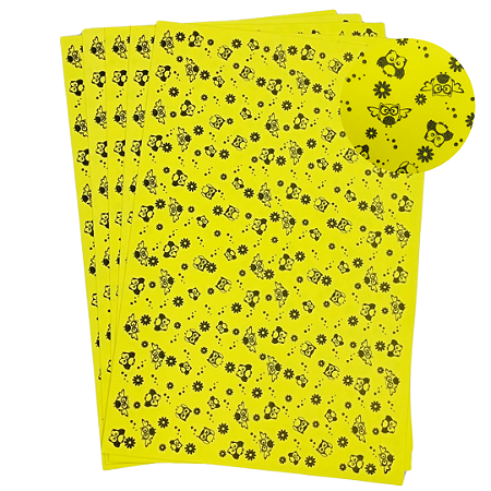 EVA Estampado Placas de 40x60cm 1.5 Pacotes com 5 folhas ( CORUJA TEMA AMARELO )