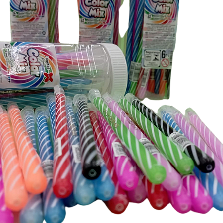 CANETA ESFEROGRAFICA COLOR MIX 0.7 MM COLORIDA COM 24 UNIDADES MAKE+