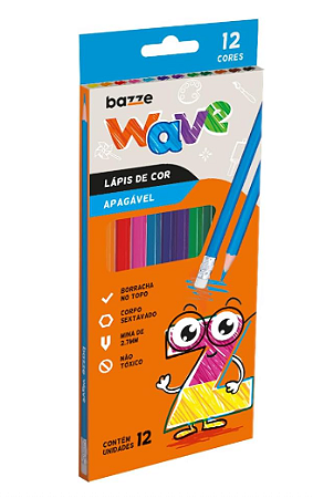 Lapis Cor Bazze Wave Apagavel 12 Cores