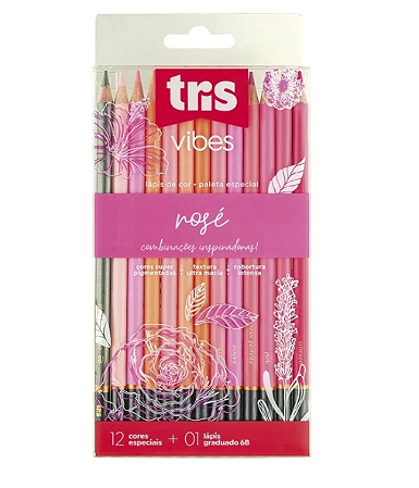 Lápis De Cor Vibes Rose 12 Cores Tris