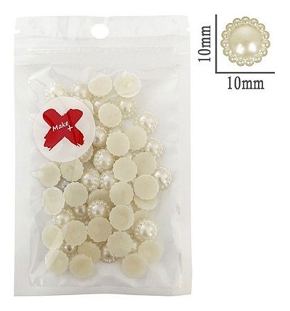 Meia Pérola Girassol ABS Pedra Decorativa Make Mais 17g 10mm Champagne