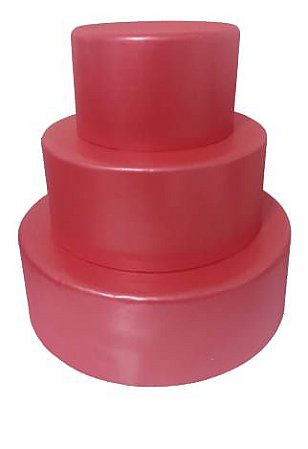 Bolo Fake Base De Isopor Moldado Em Eva Sem Emenda 3 Andares ( VERMELHO )