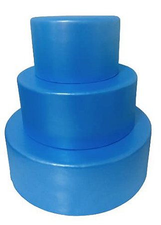 Bolo Fake Base De Isopor Moldado Em Eva Sem Emenda 3 Andares ( AZUL )
