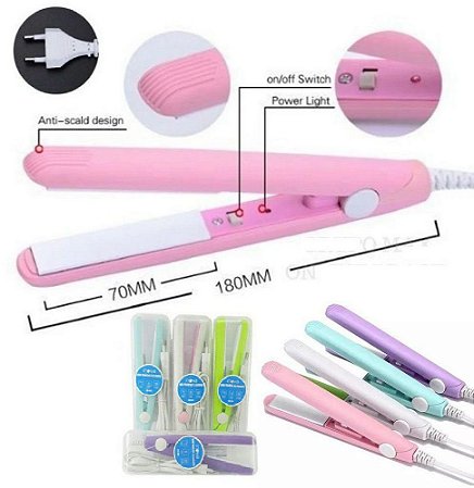 Mini Chapinha Prancha Alisadora De Cabelo Portátil Com Case
