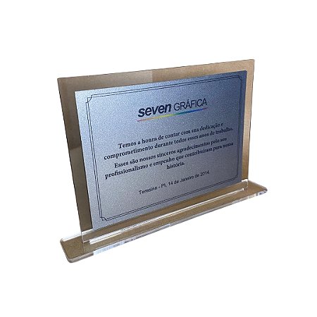 Placa de Homenagem em Acrílico Cristal com Inox