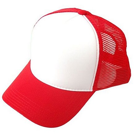 Boné Trucker Branco/Vermelho