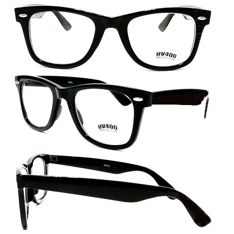 Óculos Retro - Preto (lente transparente)