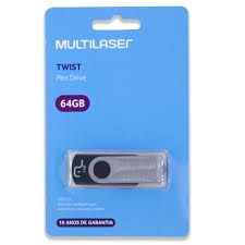 Pen Drive Twist 64GB USB Leitura 10MB/s e Gravação 3MB/s Preto Multilaser