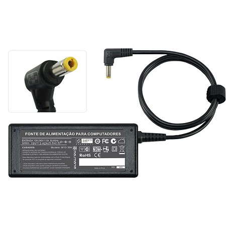 Fonte Carregador para Notebook Positivo/Lenovo/Semp Toshiba/Philco/Acer 19V 3.42A 65W