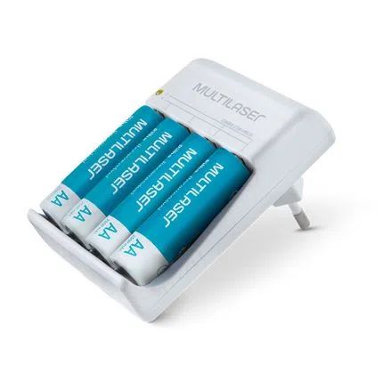 Carregador De Pilhas Multilaser AA/AAA + 4 Pilhas AA 2500Mah - CB054