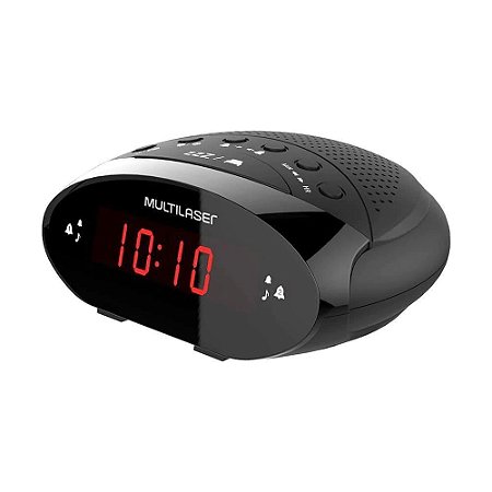 Rádio Relógio Fm Digital Alarme Despertador Multilaser Sp399